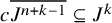 c upper J Superscript n plus k minus 1 Baseline overbar subset of or equal to upper J Superscript k