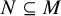 upper N subset of or equal to upper M