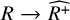 upper R right arrow ModifyingAbove upper R Superscript plus Baseline With caret