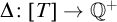 normal upper Delta colon left bracket upper T right bracket right arrow double struck upper Q Superscript plus