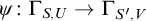 psi colon normal upper Gamma Subscript upper S comma upper U Baseline right arrow normal upper Gamma Subscript upper S prime comma upper V Baseline