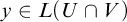 y element of upper L left parenthesis upper U intersection upper V right parenthesis