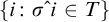 StartSet i colon sigma ModifyingAbove With caret i element of upper T EndSet