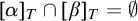 left bracket alpha right bracket Subscript upper T Baseline intersection left bracket beta right bracket Subscript upper T Baseline equals normal empty set