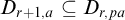 upper D Subscript r plus 1 comma a Baseline subset of or equal to upper D Subscript r comma p a