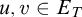 u comma v element of upper E Subscript upper T Baseline
