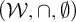 left parenthesis script upper W comma intersection comma normal empty set right parenthesis