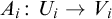 upper A Subscript i Baseline colon upper U Subscript i Baseline right arrow upper V Subscript i Baseline
