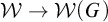 script upper W right arrow script upper W left parenthesis upper G right parenthesis
