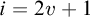 i equals 2 v plus 1