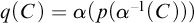 q left parenthesis upper C right parenthesis equals alpha left parenthesis p left parenthesis alpha Superscript negative 1 Baseline left parenthesis upper C right parenthesis right parenthesis right parenthesis