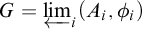 upper G equals ModifyingBelow limit With left arrow Underscript i Endscripts left parenthesis upper A Subscript i Baseline comma phi Subscript i Baseline right parenthesis
