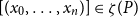 left bracket left parenthesis x 0 comma ellipsis comma x Subscript n Baseline right parenthesis right bracket element of zeta left parenthesis upper P right parenthesis