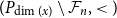 left parenthesis upper P Subscript dimension left parenthesis x right parenthesis Baseline minus script upper F Subscript n Baseline comma less than right parenthesis