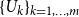 left brace upper U Subscript k Baseline right brace Subscript k equals 1 comma ellipsis comma m