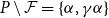 upper P minus script upper F equals StartSet alpha comma gamma alpha EndSet