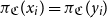 pi Subscript German upper C Baseline left parenthesis x Subscript i Baseline right parenthesis equals pi Subscript German upper C Baseline left parenthesis y Subscript i Baseline right parenthesis