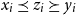 x Subscript i Baseline precedes above single line equals sign z Subscript i Baseline succeeds above single line equals sign y Subscript i