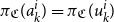 pi Subscript German upper C Baseline left parenthesis a Subscript k Superscript i Baseline right parenthesis equals pi Subscript German upper C Baseline left parenthesis u Subscript k Superscript i Baseline right parenthesis