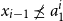 x Subscript i minus 1 Baseline precedes above single line equals sign ̸ a 1 Superscript i