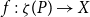 f colon zeta left parenthesis upper P right parenthesis right arrow upper X