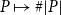 upper P right arrow from bar number sign StartAbsoluteValue upper P EndAbsoluteValue