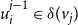 u Subscript i Superscript j minus 1 Baseline element of delta left parenthesis v Subscript j Baseline right parenthesis