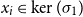 x Subscript i Baseline element of kernel left parenthesis sigma 1 right parenthesis