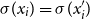 sigma left parenthesis x Subscript i Baseline right parenthesis equals sigma left parenthesis x prime Subscript i right parenthesis