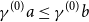 gamma Superscript left parenthesis 0 right parenthesis Baseline a less than or equals gamma Superscript left parenthesis 0 right parenthesis Baseline b