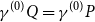 gamma Superscript left parenthesis 0 right parenthesis Baseline upper Q equals gamma Superscript left parenthesis 0 right parenthesis Baseline upper P