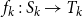 f Subscript k Baseline colon upper S Subscript k Baseline right arrow upper T Subscript k Baseline