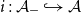 i colon script upper A Subscript minus Baseline right arrow with hook script upper A