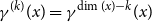 gamma Superscript left parenthesis k right parenthesis Baseline left parenthesis x right parenthesis equals gamma Superscript dimension left parenthesis x right parenthesis minus k Baseline left parenthesis x right parenthesis
