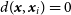 d left parenthesis bold italic x comma bold italic x Subscript i Baseline right parenthesis equals 0