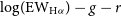 log left parenthesis EW Subscript upper H alpha Baseline right parenthesis minus g minus r