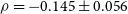 rho equals negative 0.145 plus or minus 0.056