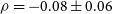 rho equals negative 0.08 plus or minus 0.06