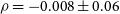 rho equals negative 0.008 plus or minus 0.06