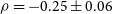 rho equals negative 0.25 plus or minus 0.06
