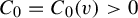 upper C 0 equals upper C 0 left parenthesis v right parenthesis greater than 0