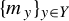 left brace m Subscript y Baseline right brace Subscript y element of upper Y