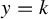 y equals k