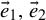 ModifyingAbove e With right arrow Subscript 1 Baseline comma ModifyingAbove e With right arrow Subscript 2 Baseline
