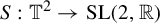 upper S colon double struck upper T squared right arrow upper S upper L left parenthesis 2 comma double struck upper R right parenthesis