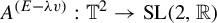 upper A Superscript left parenthesis upper E minus lamda v right parenthesis Baseline colon double struck upper T squared right arrow upper S upper L left parenthesis 2 comma double struck upper R right parenthesis