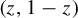 left parenthesis z comma 1 minus z right parenthesis