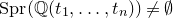 normal upper S normal p normal r left parenthesis double struck upper Q left parenthesis t 1 comma ellipsis comma t Subscript n Baseline right parenthesis right parenthesis not equals normal empty set