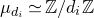 mu Subscript d Sub Subscript i Baseline asymptotically equals double struck upper Z divided by d Subscript i Baseline double struck upper Z
