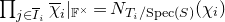 product Underscript j element of upper I overbar Subscript i Baseline Endscripts chi overbar Subscript i Baseline vertical bar Subscript double struck upper F Sub Superscript times Subscript Baseline equals upper N Subscript upper T Sub Subscript i Subscript divided by normal upper S normal p normal e normal c left parenthesis upper S right parenthesis Baseline left parenthesis chi Subscript i Baseline right parenthesis